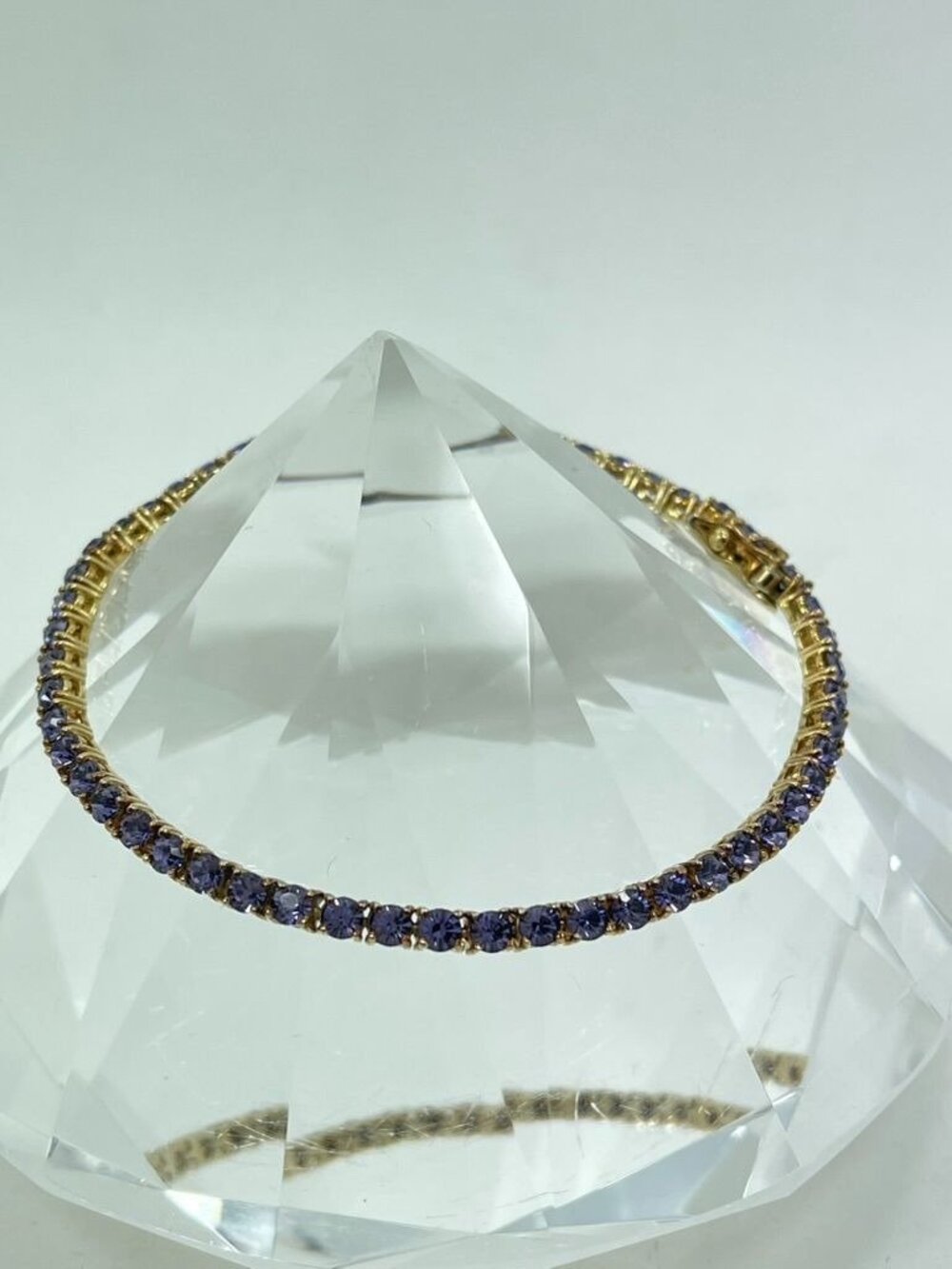 Signed Joan Rivers Purple Swarovski Crystal Tennis Bracelet Gold Plated 7.5"
